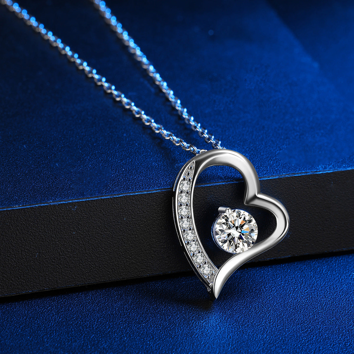 Sterling Silver Love Heart C/Z Pendant Necklace