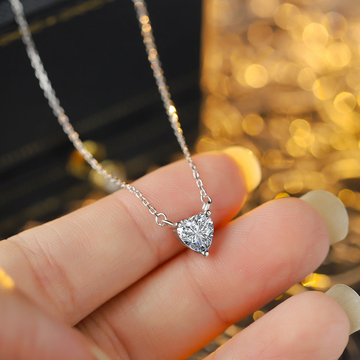 S925 Sterling Silver Delicate Heart C/Z Pendant Necklace