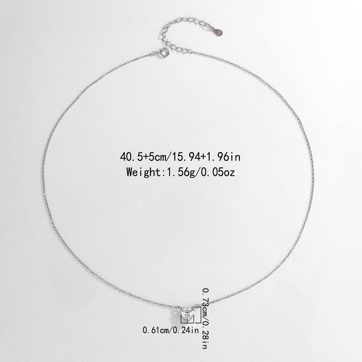 S925 Sterling Silver Delicate Heart C/Z Pendant Necklace