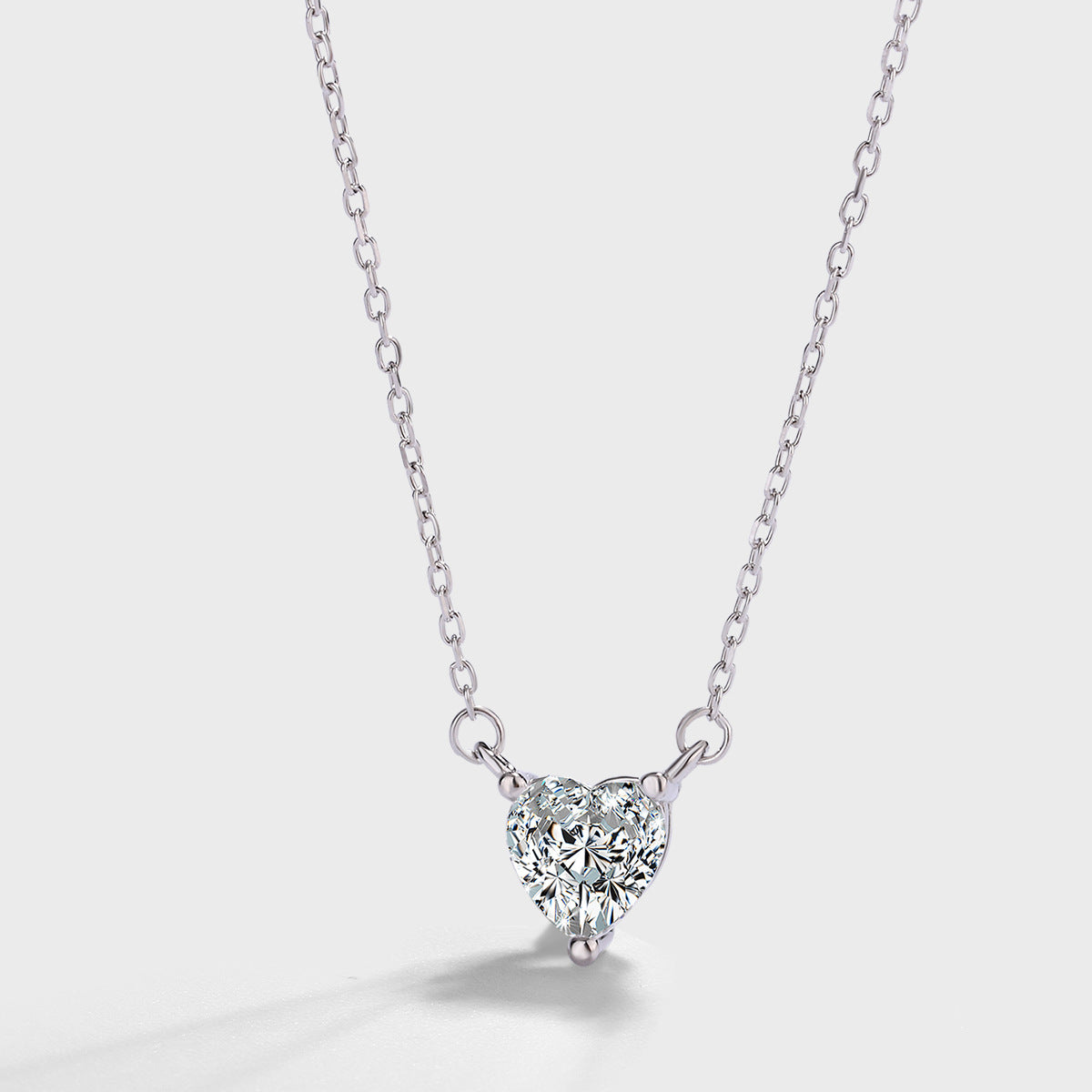 S925 Sterling Silver Delicate Heart C/Z Pendant Necklace