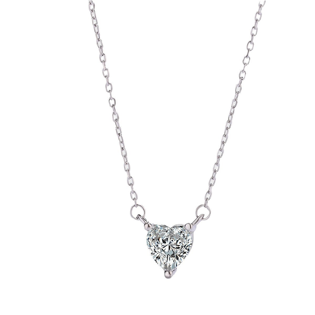 S925 Sterling Silver Delicate Heart C/Z Pendant Necklace