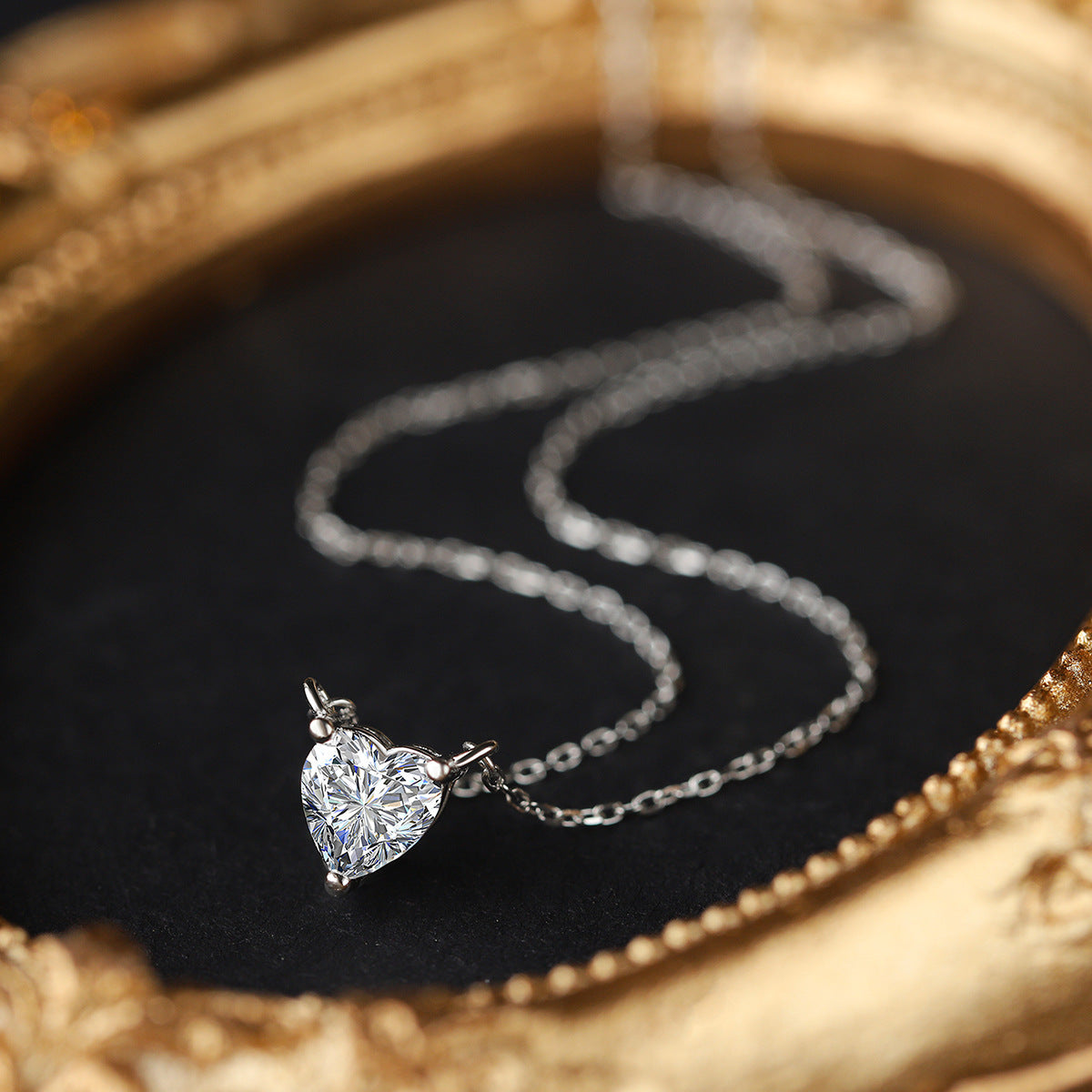 S925 Sterling Silver Delicate Heart C/Z Pendant Necklace