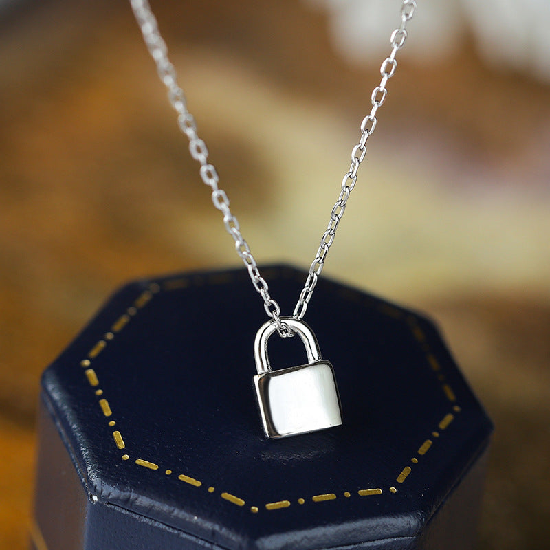 S925 Sterling Silver Dainty Lock Pendant Necklace