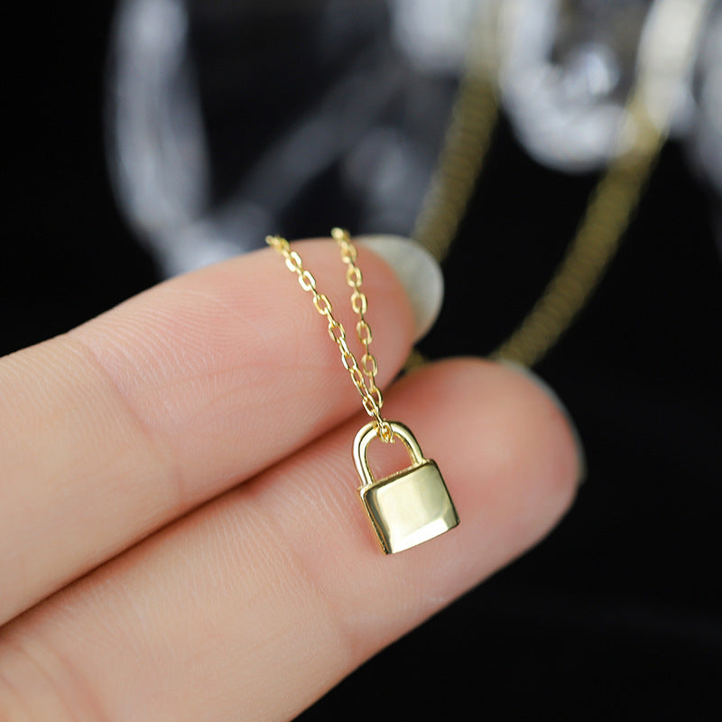 S925 Sterling Silver Dainty Lock Pendant Necklace