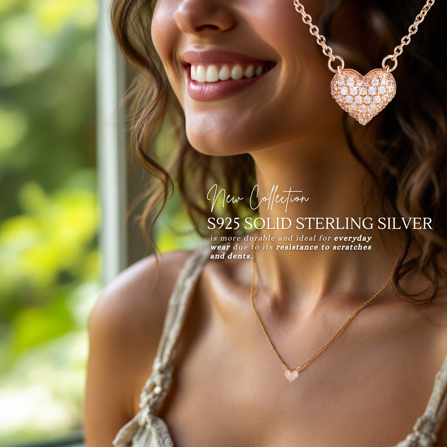 Mother & Son S925 Sterling Silver Rose Gold Heart Necklace with Message Card