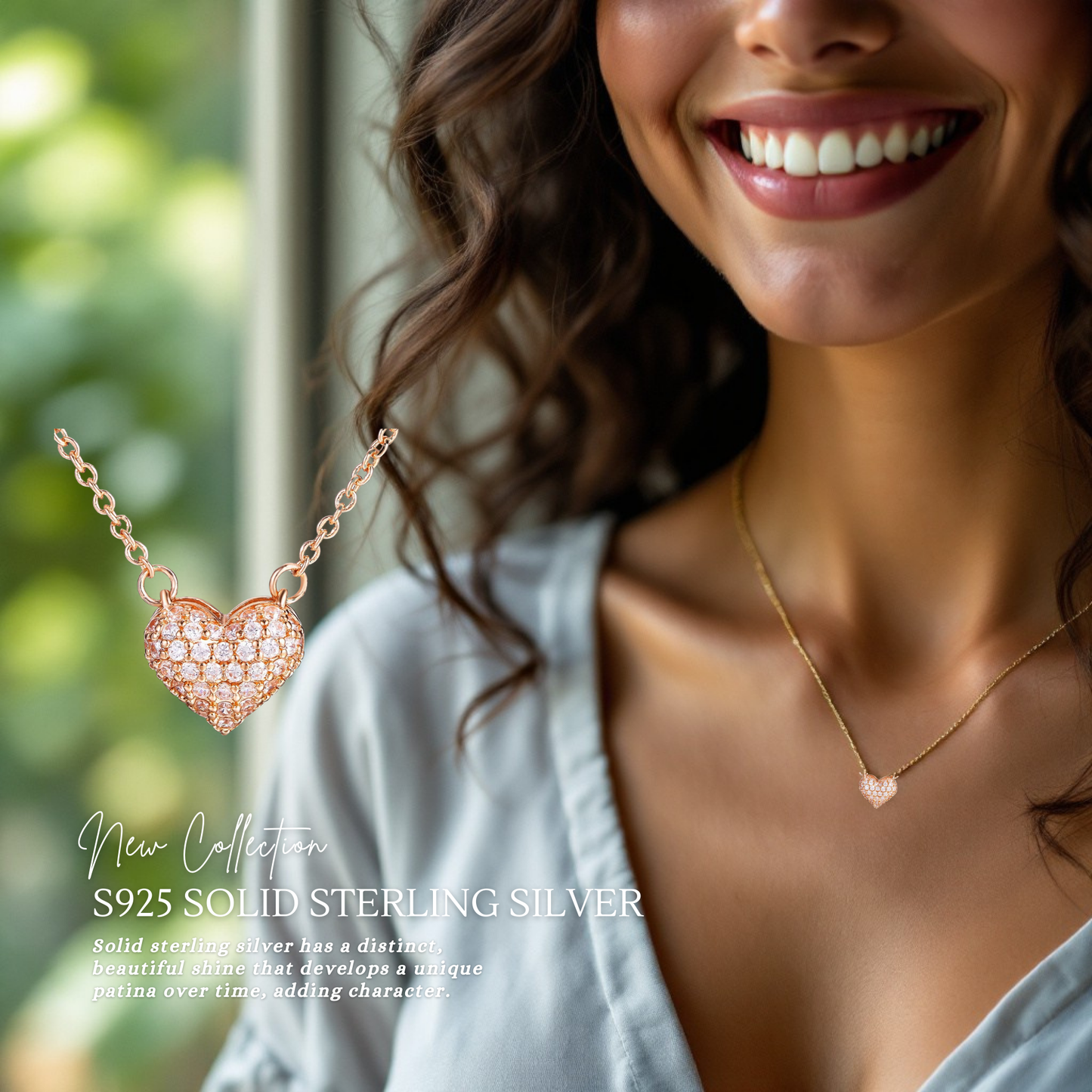 To My Best Friend S925 Sterling Silver Rose Gold Heart Necklace with Message Card