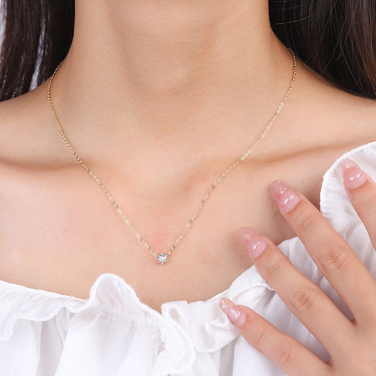 Sterling Silver Necklace and Stud Earring Set 18K Yellow Gold Plated
