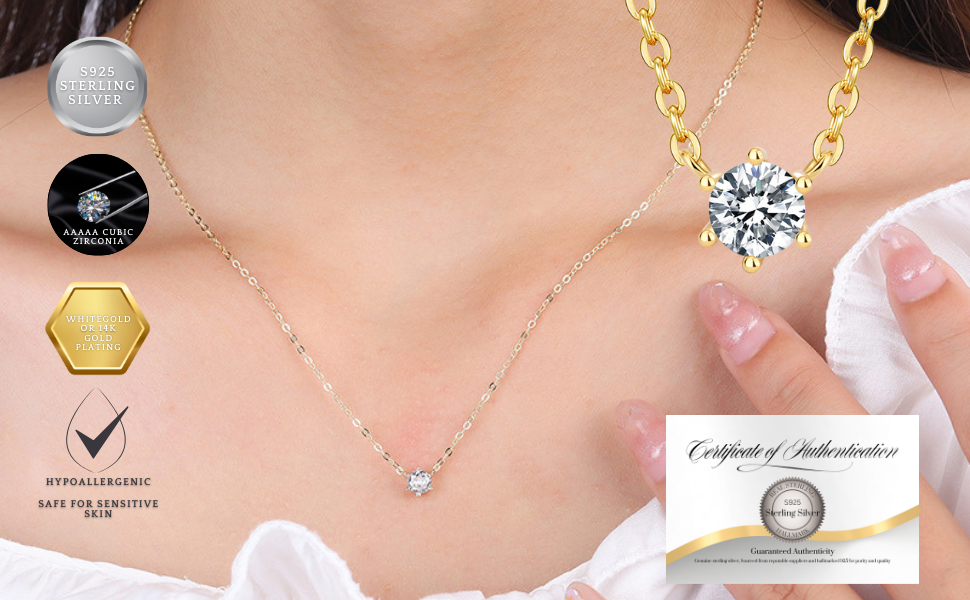 Sterling Silver Necklace and Stud Earring Set 14K Yellow Gold Plated