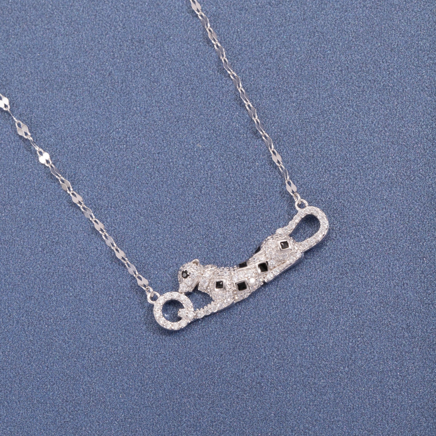 Sterling Silver Panther C/Z Pendant Necklace