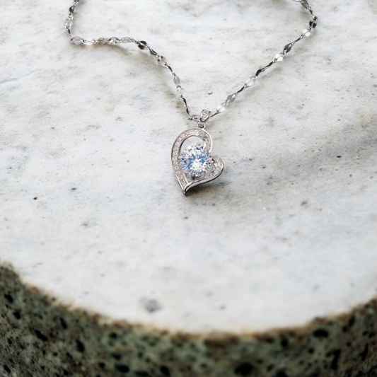 To My Daughter S925 Sterling Silver Heart Moissanite 1 Carat Pendant Necklace