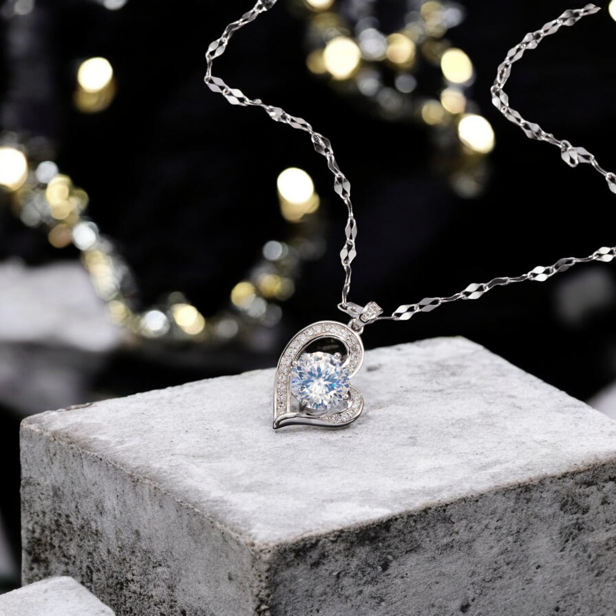 To My Mum S925 Sterling Silver Heart Moissanite 1 Carat Pendant Necklace