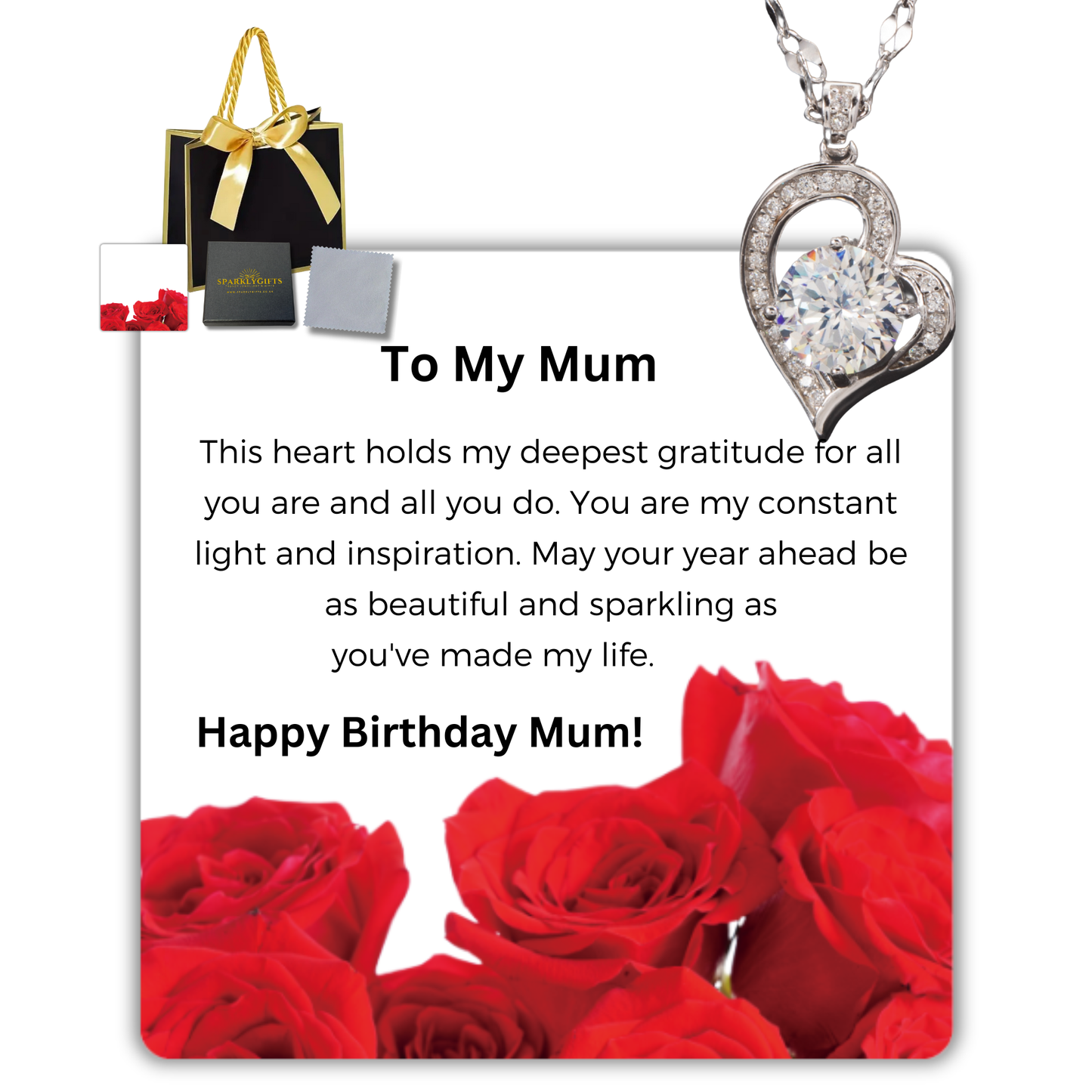 To My Mum S925 Sterling Silver Heart Moissanite 1 Carat Pendant Necklace