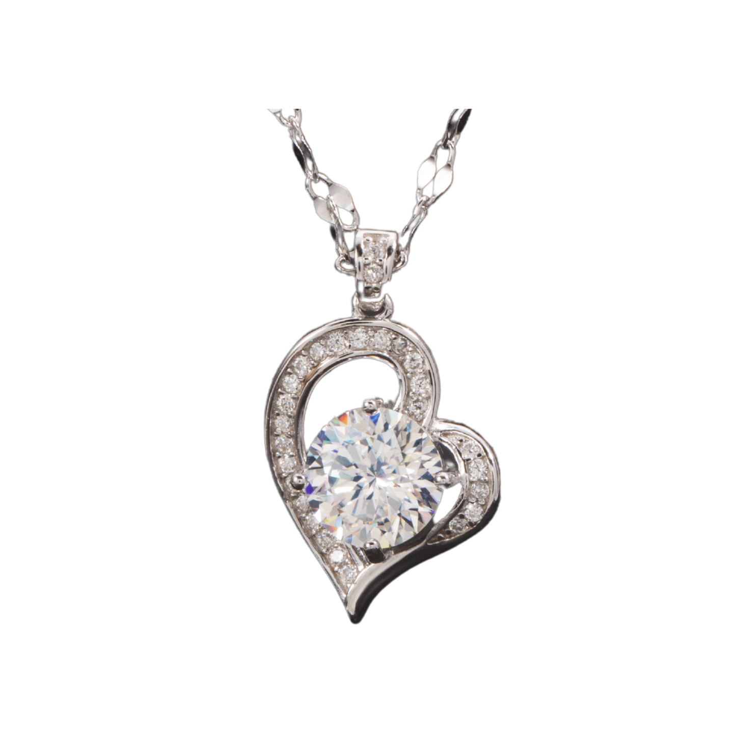 Sterling Silver Heart Moissanite 1 Carat Pendant Necklace