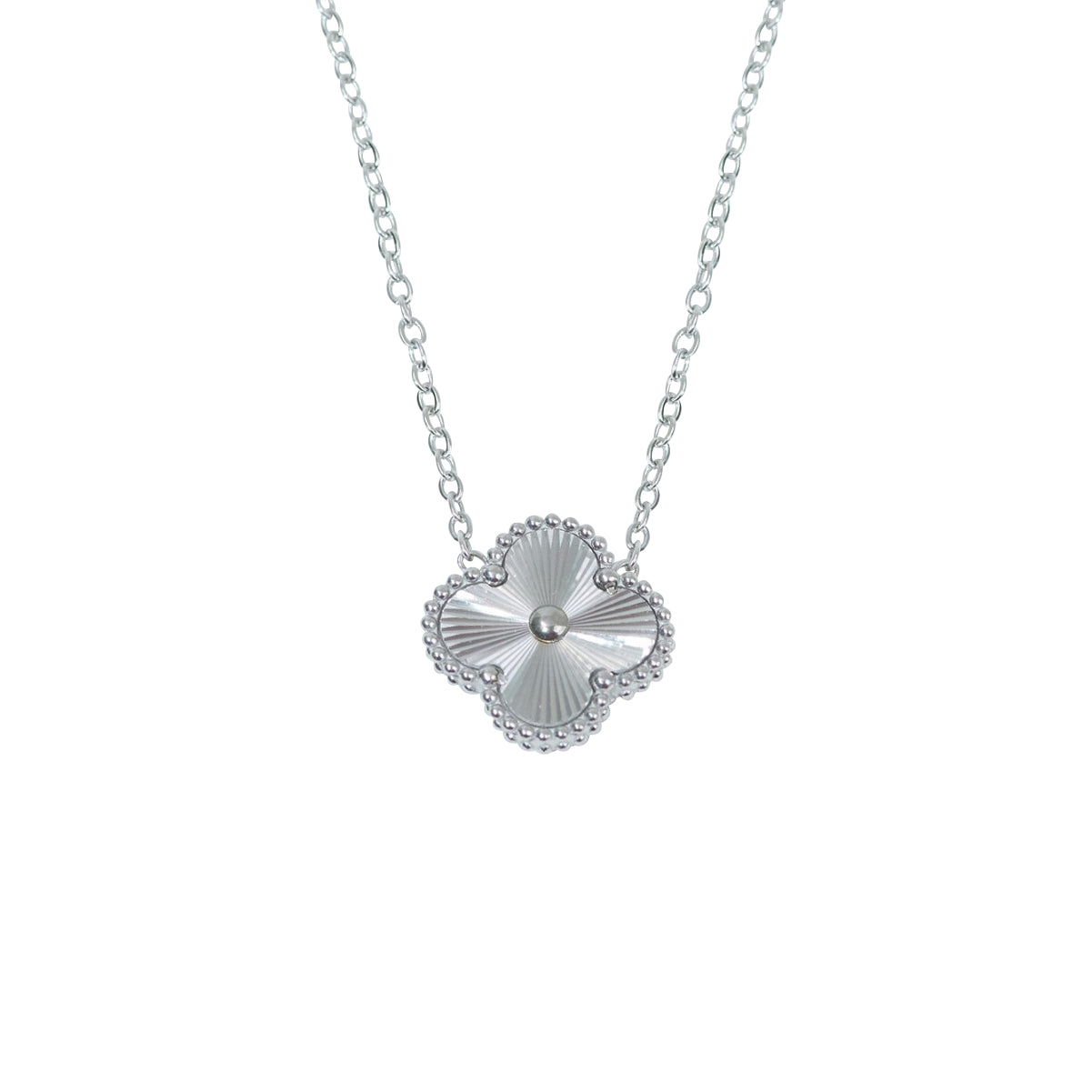 S925 Sterling Silver Lucky Clover Four Leaf Pendant Necklace White Gold 14K Yellow Gold Plated