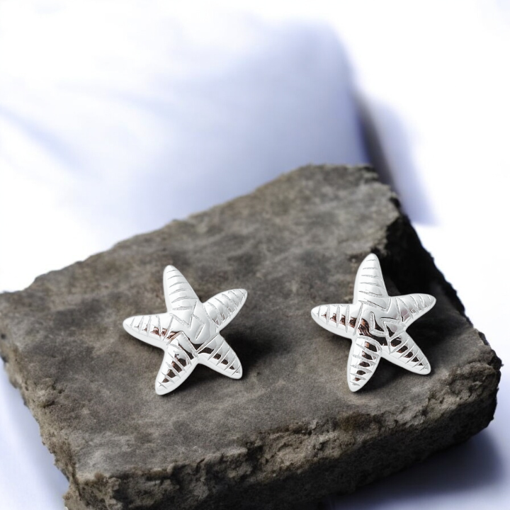 Sterling Silver Starfish Stud Earrings Solid S925 Hallmark