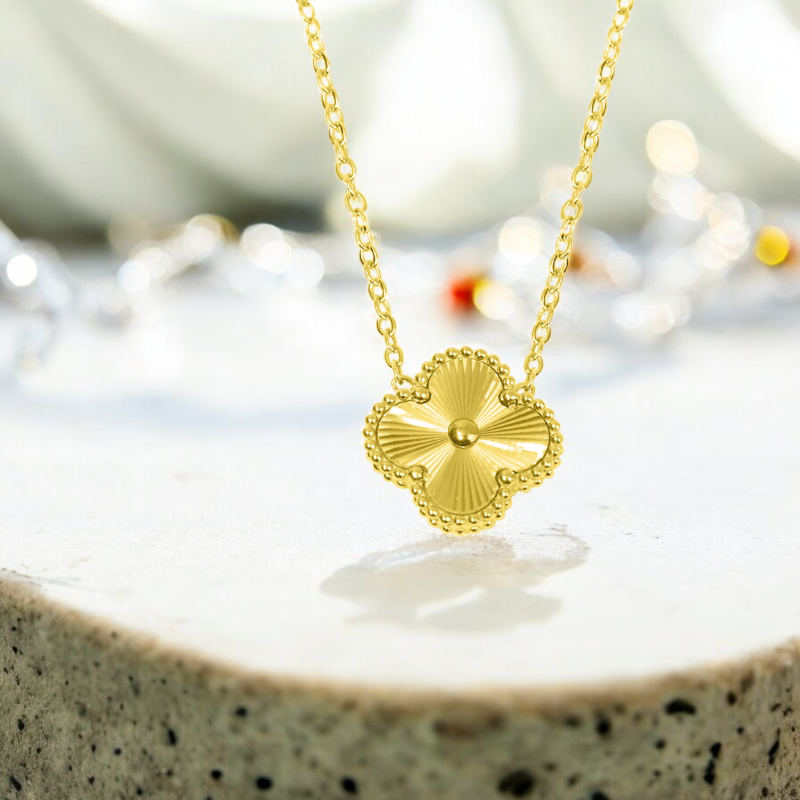 To My Besties S925 Sterling Silver Clover Pendant Necklace 14K Gold Plated