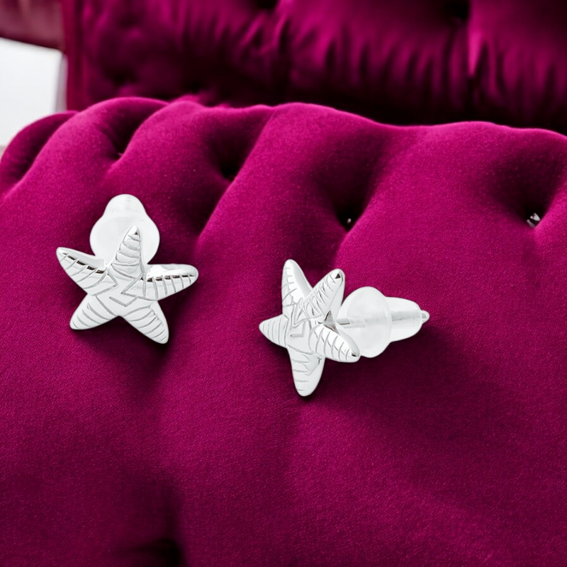 Sterling Silver Starfish Stud Earrings Solid S925 Hallmark
