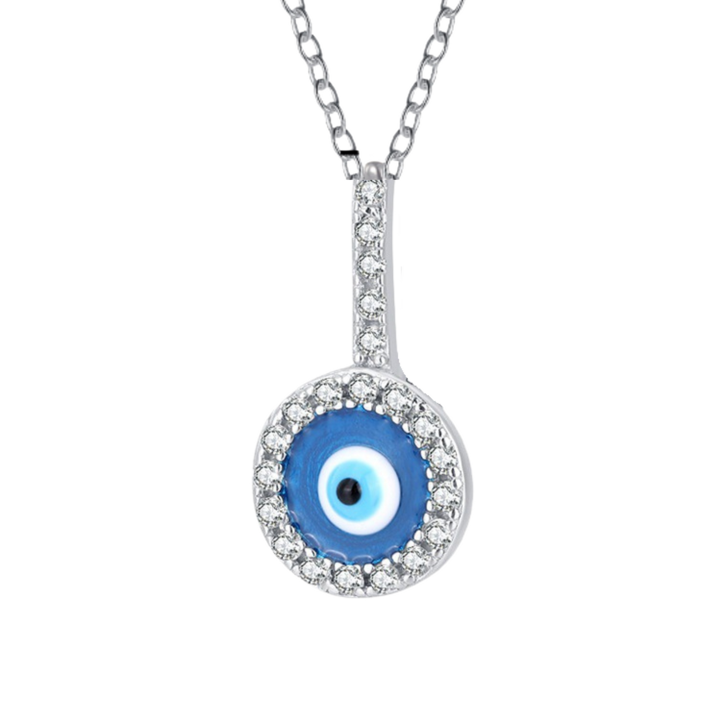 S925 Sterling Silver Evil Eye Necklace with C/Z