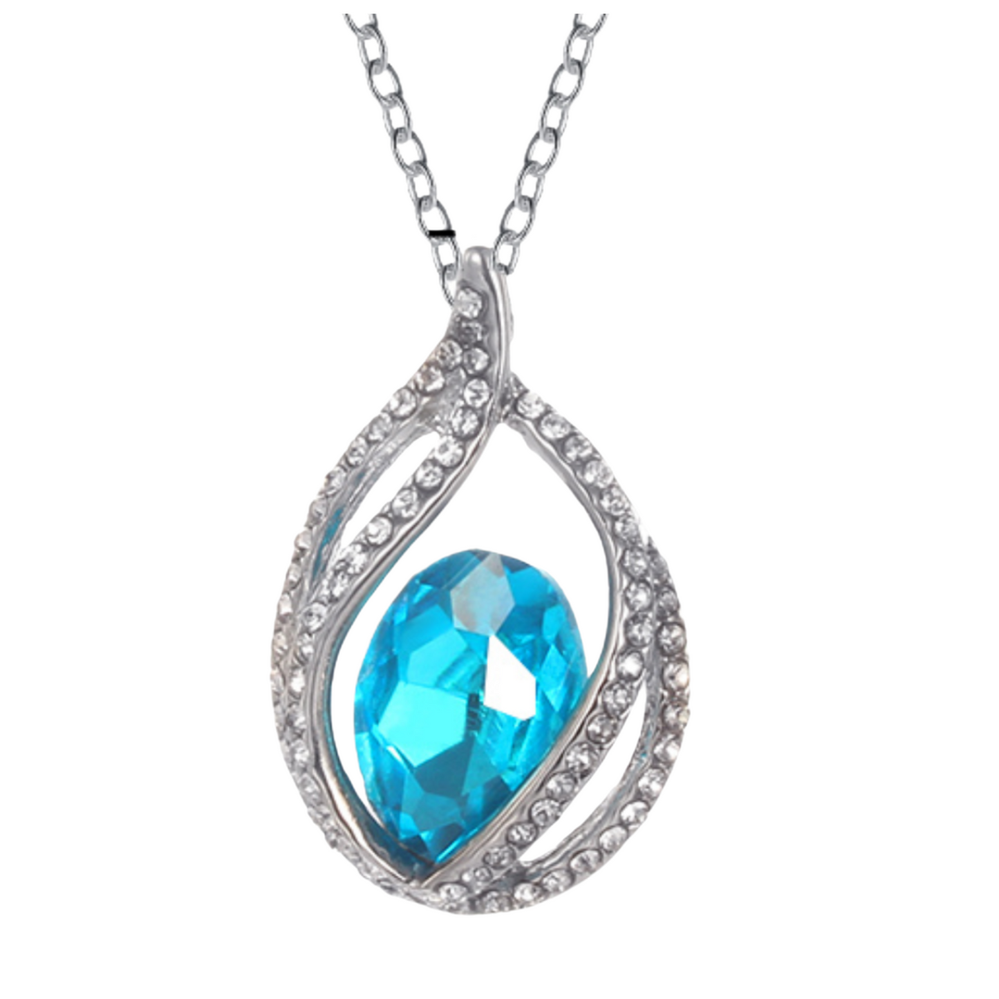 Sterling Silver AquaGlow Pendant Necklace & Earrings Set