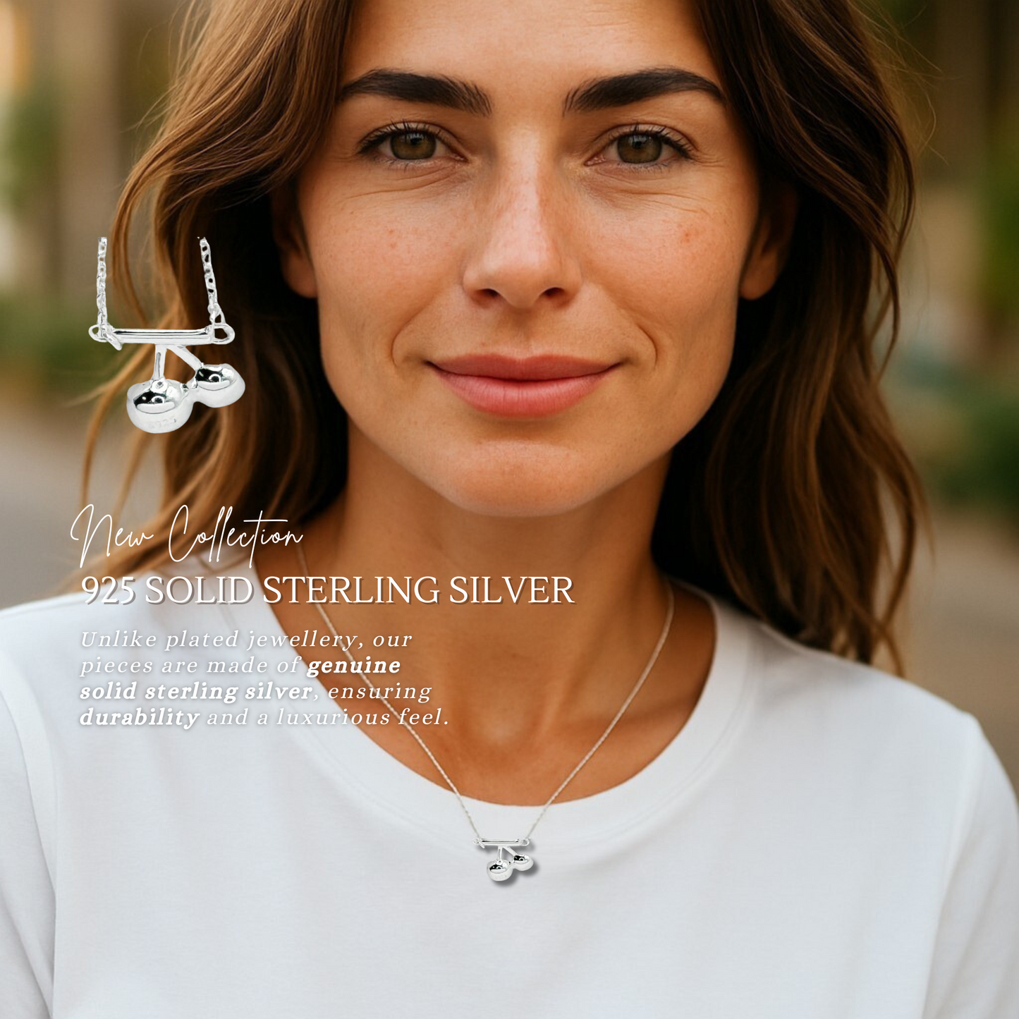 S925 Sterling Silver Dainty Cherry Charm Necklace