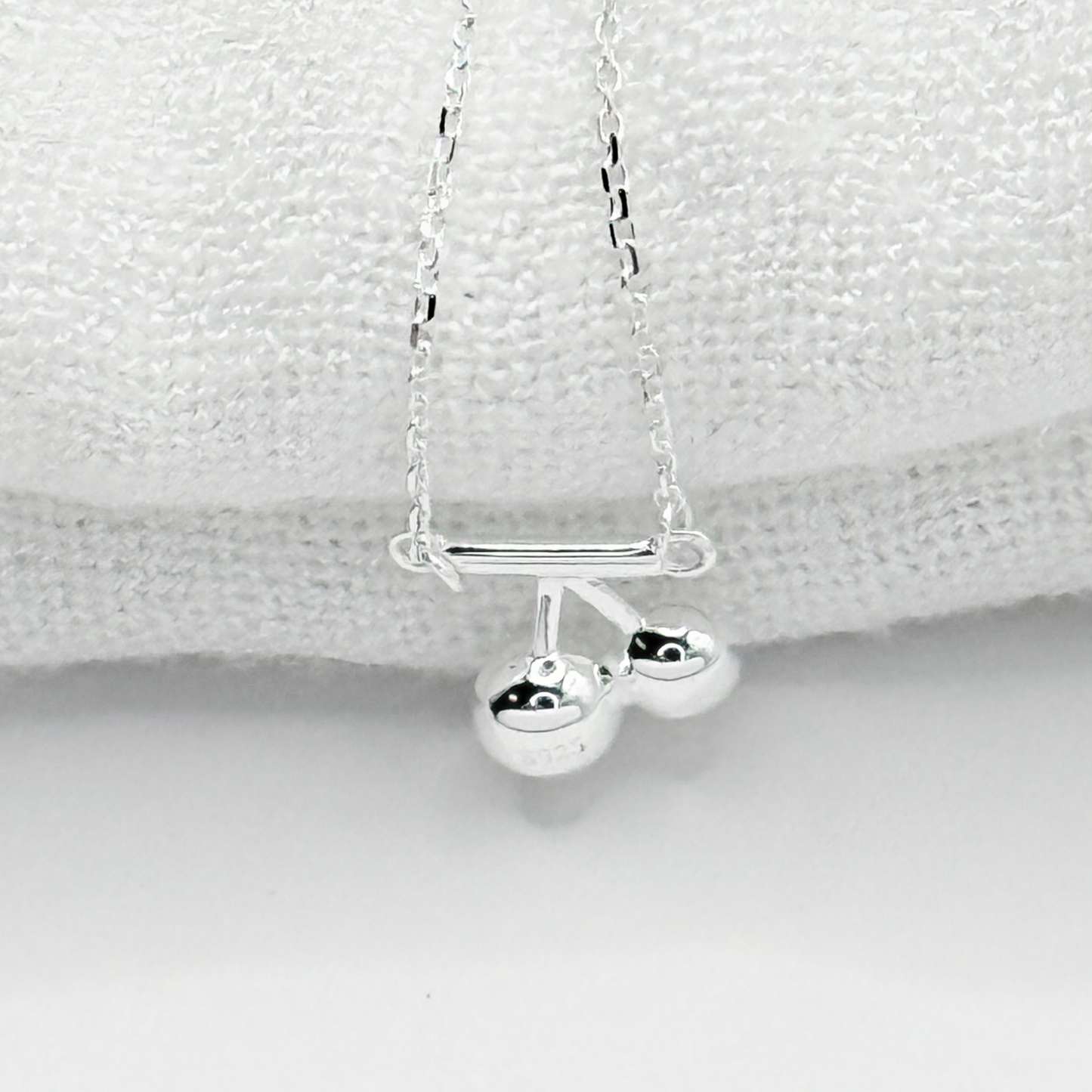 S925 Sterling Silver Dainty Cherry Charm Necklace