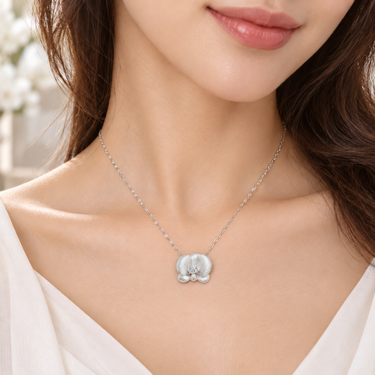S925 Sterling Silver Orchid Bloom Necklace