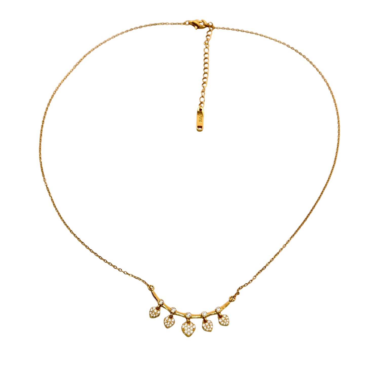 S925 Sterling Silver Golden Hearts Dangle Necklace