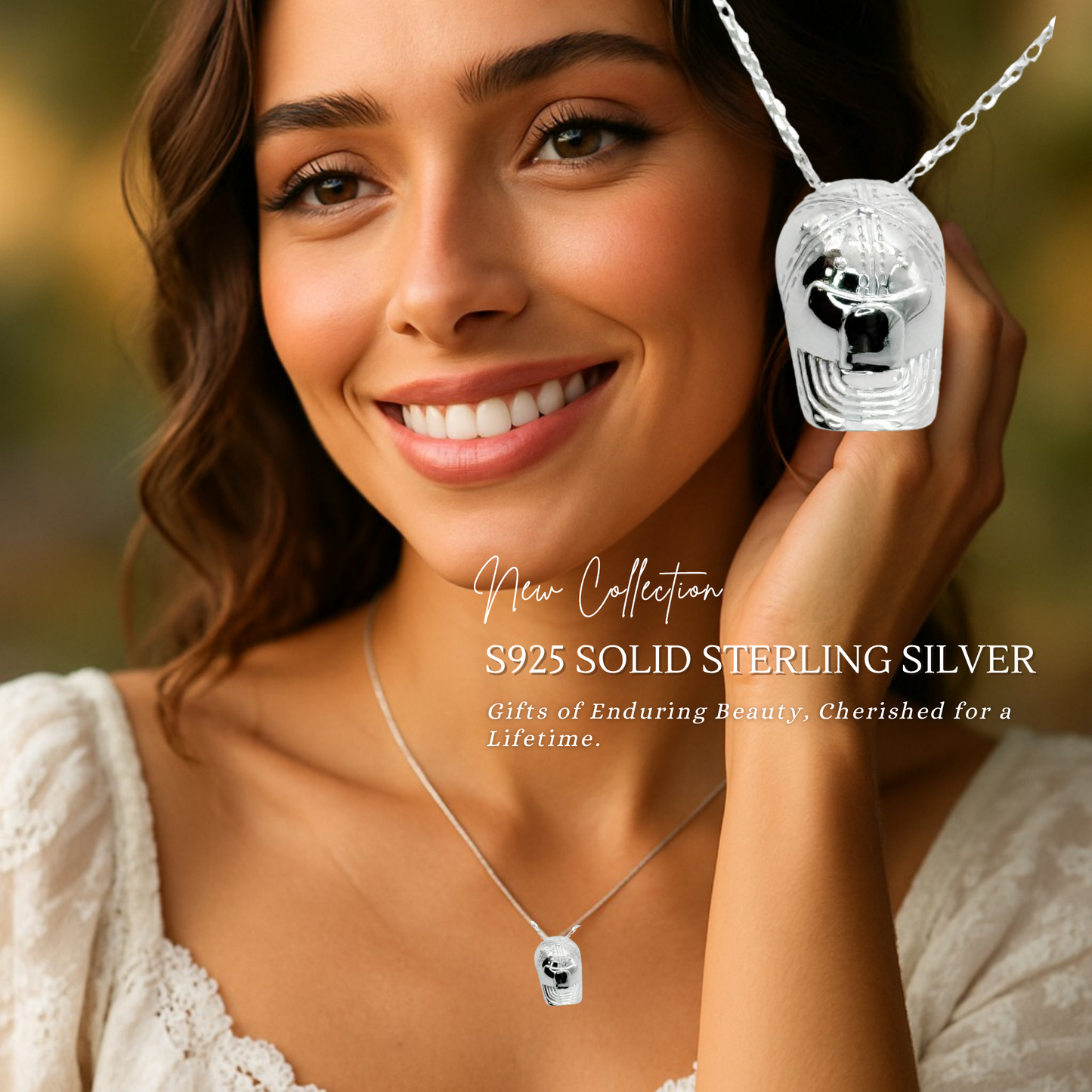 S925 Sterling Silver Iconic Cap Necklace