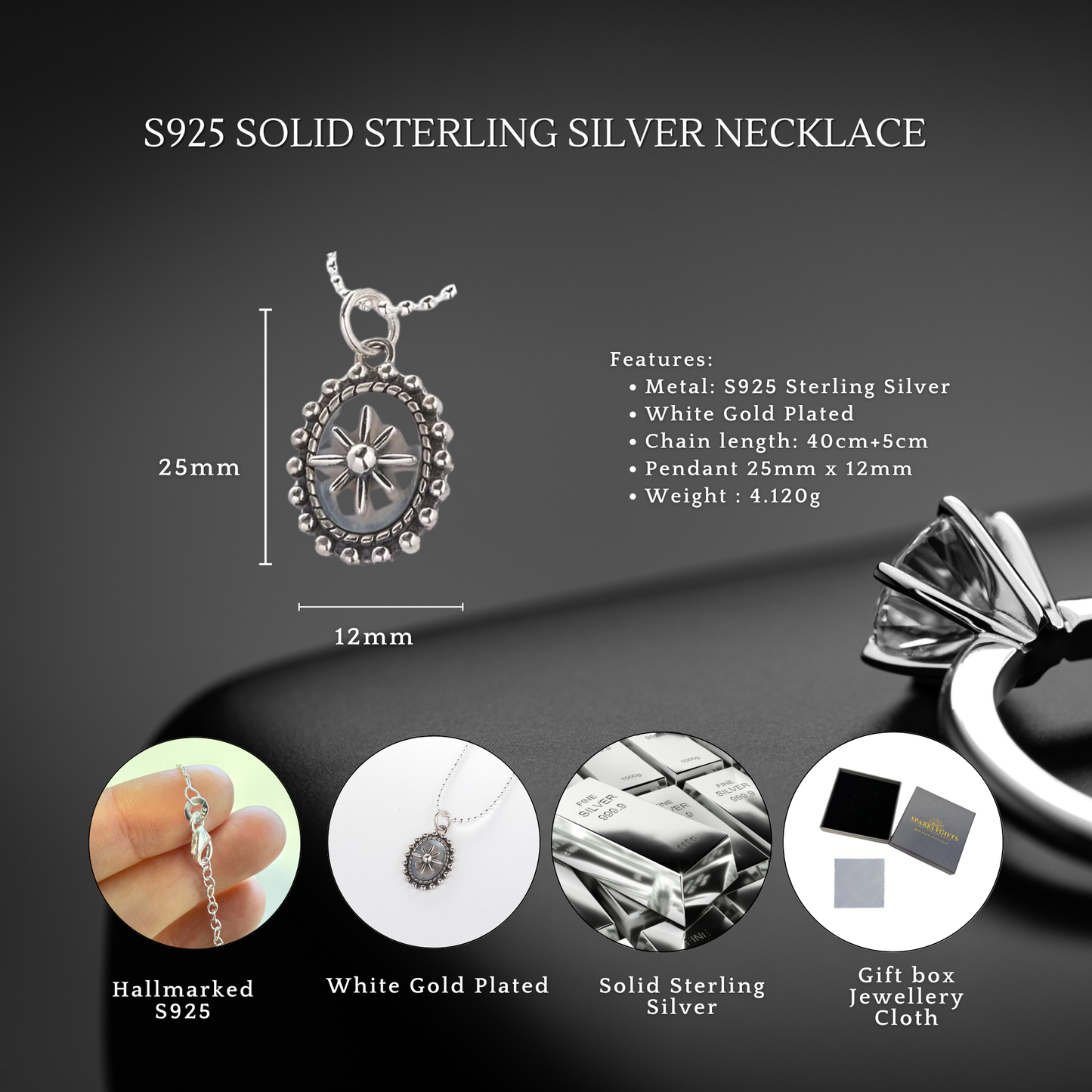 S925 Sterling Silver Guiding Star Amulet Necklace
