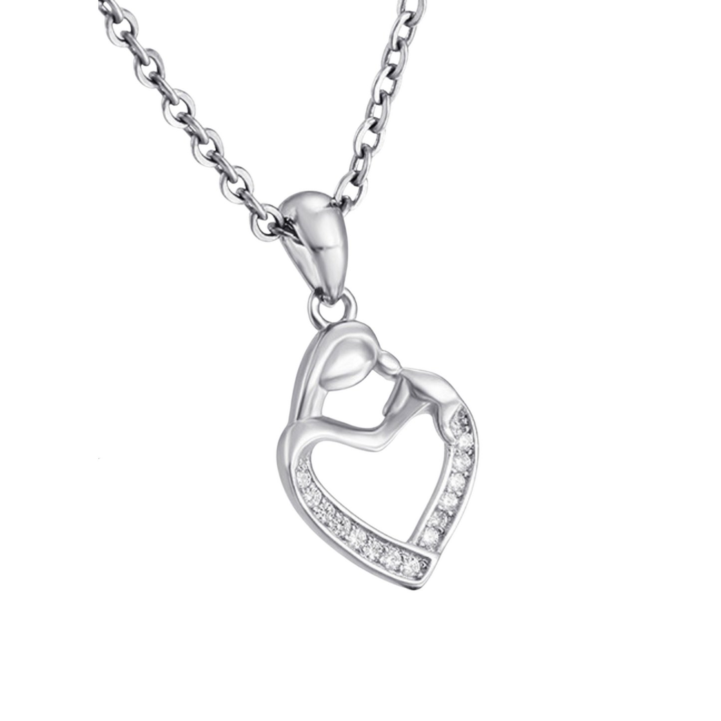 Sterling Silver Embrace My Heart Pendant Necklace & Earrings Set