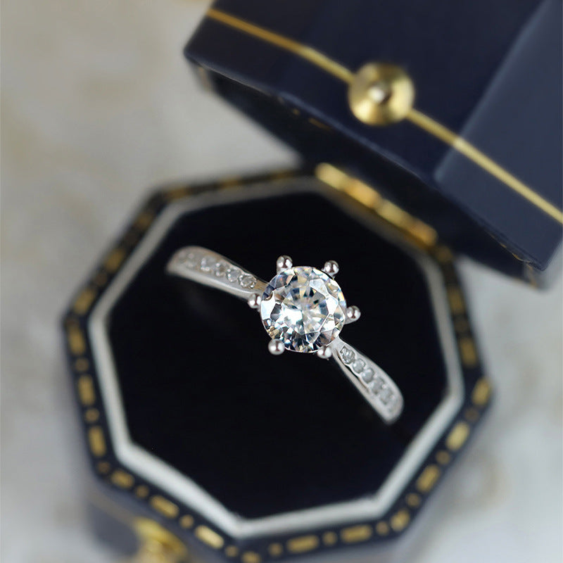 S925 Sterling Silver Solitaire C/Z 7mm Open Adjustable Ring