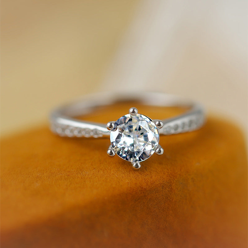 S925 Sterling Silver Solitaire C/Z 7mm Open Adjustable Ring