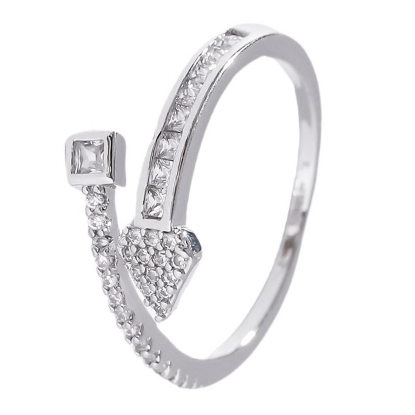 Sterling Silver Pointed Arrow C/Z Open Adjustable Ring