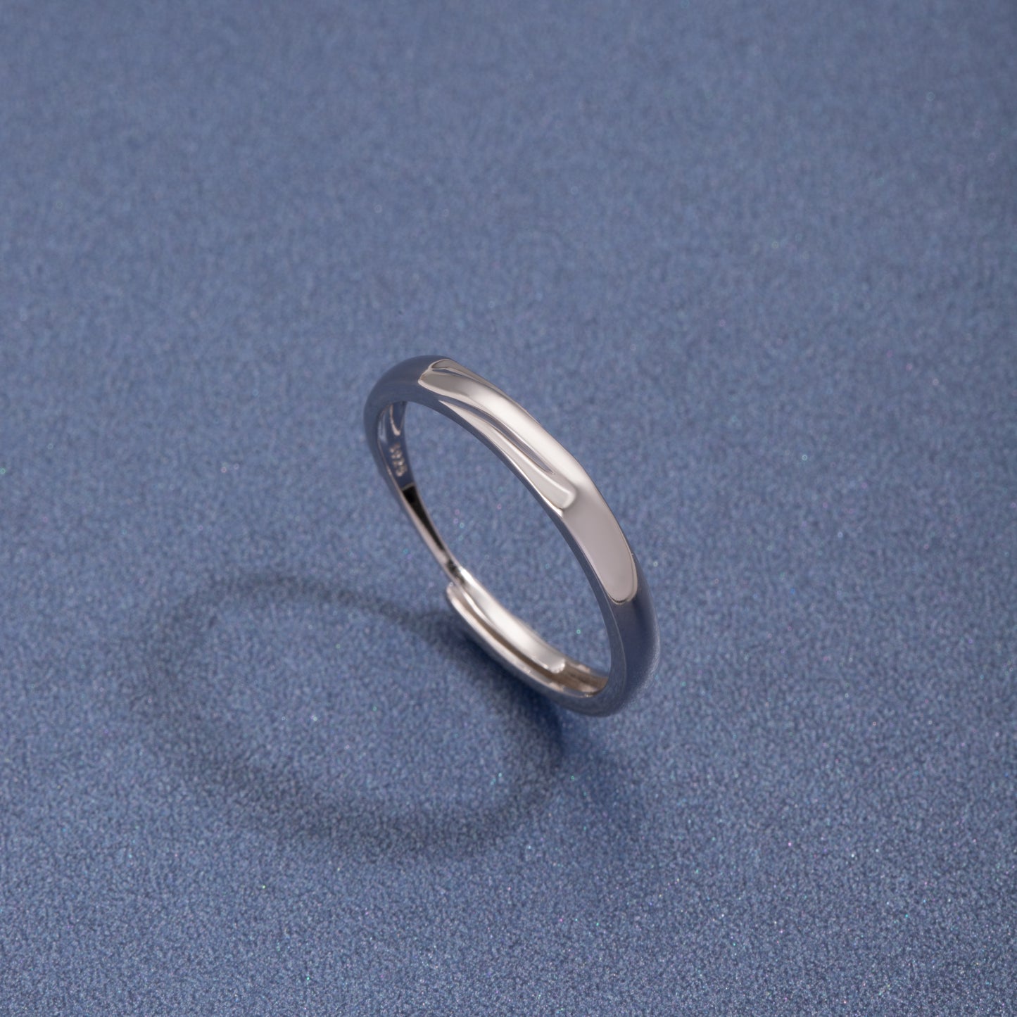 Sterling Silver Solitaire Double Rings C/Z Open Adjustable Ring 2pcs For Couple