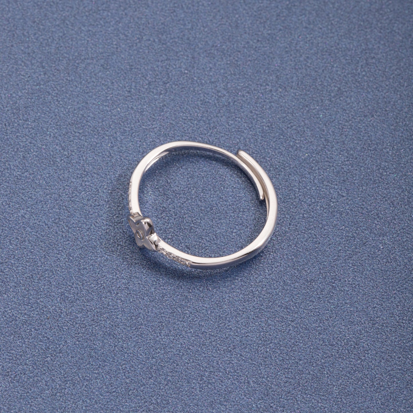 S925 Sterling Silver Clover Four Leaf C/Z Open Adjustable Ring