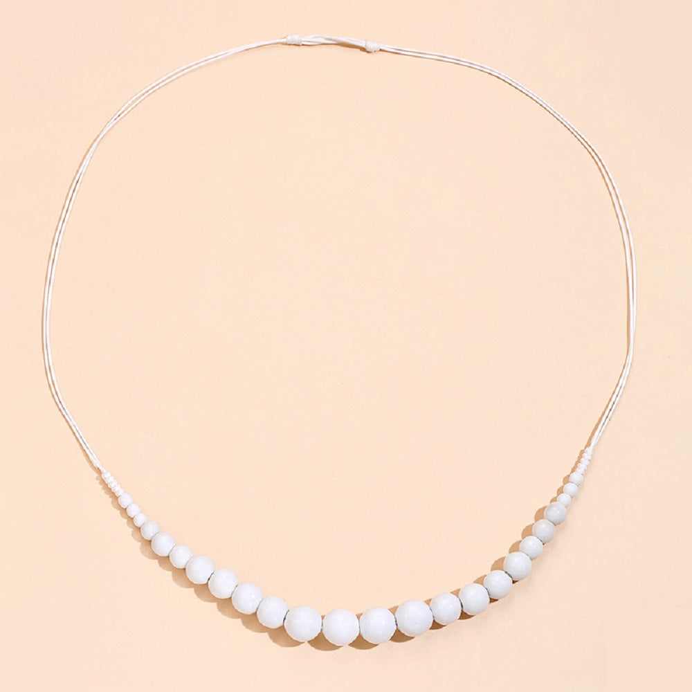 White Gem stone Beaded Quartzite Jade Necklace