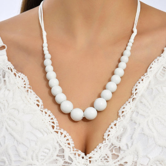 White Gem stone Beaded Quartzite Jade Necklace