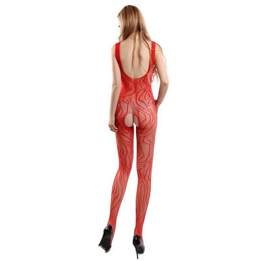 Red Mystery Open Crotch Bodystocking Women Lingerie