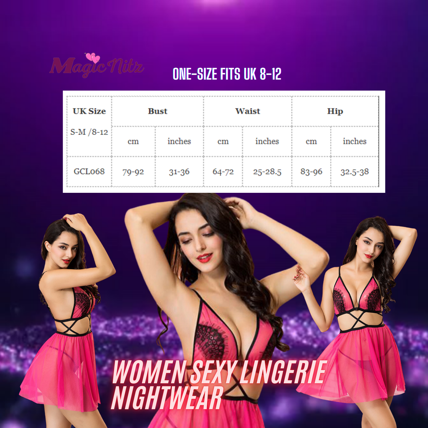 Sexy Open Waist Pink Baby Doll and G-String Set