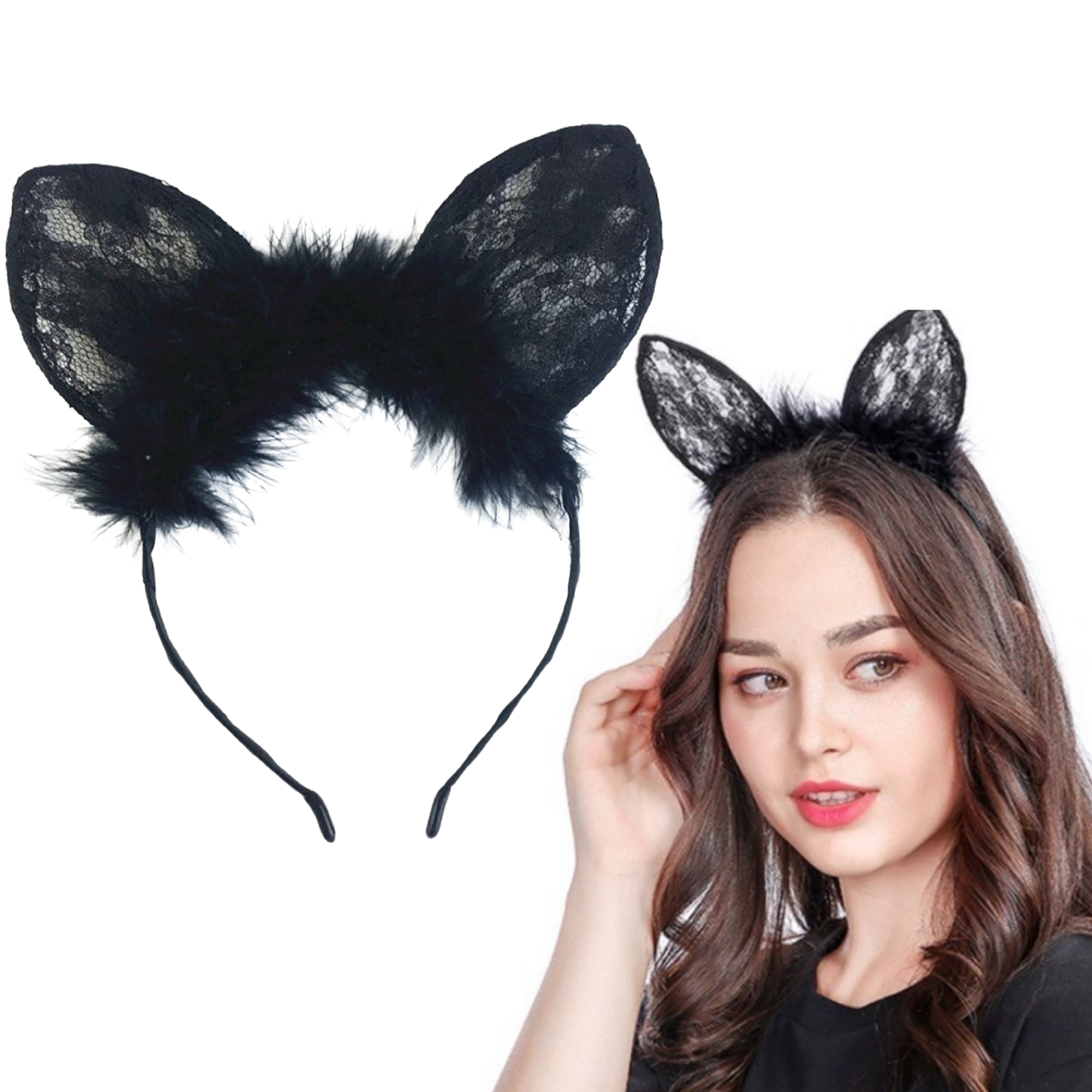 Cute Lace Cat Ears Fluffy Headband