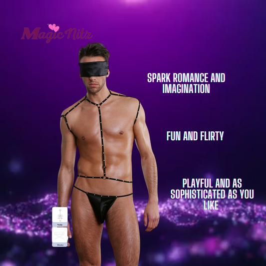 Men Black Fantasy Costume Outfit 3pcs Set