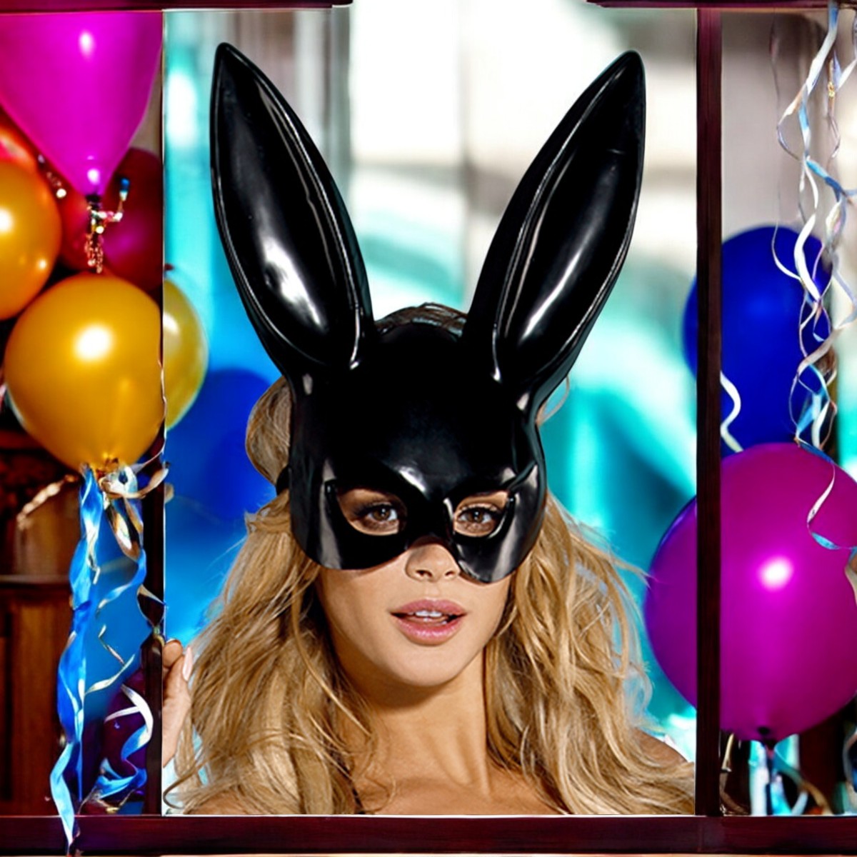 Sexy Bunny Mask Masquerade Black Rabbit Eye Mask with Long Ears Half Face
