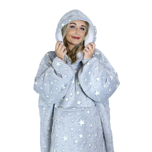 Oversized Reindeer Family Hoodies and Footsie Slipper Socks Set Keep Warm Blanket