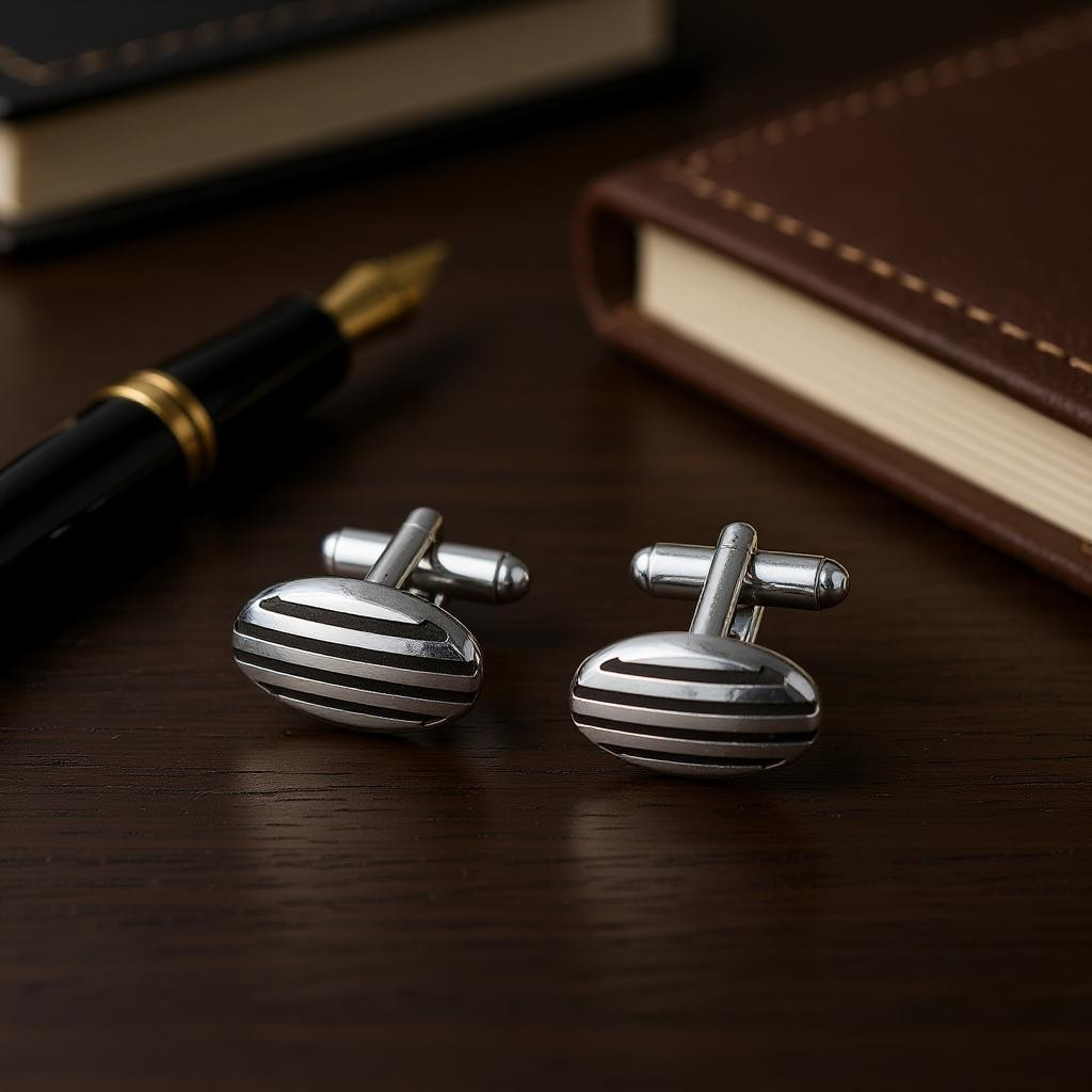 Monochrome Stripe Cufflinks