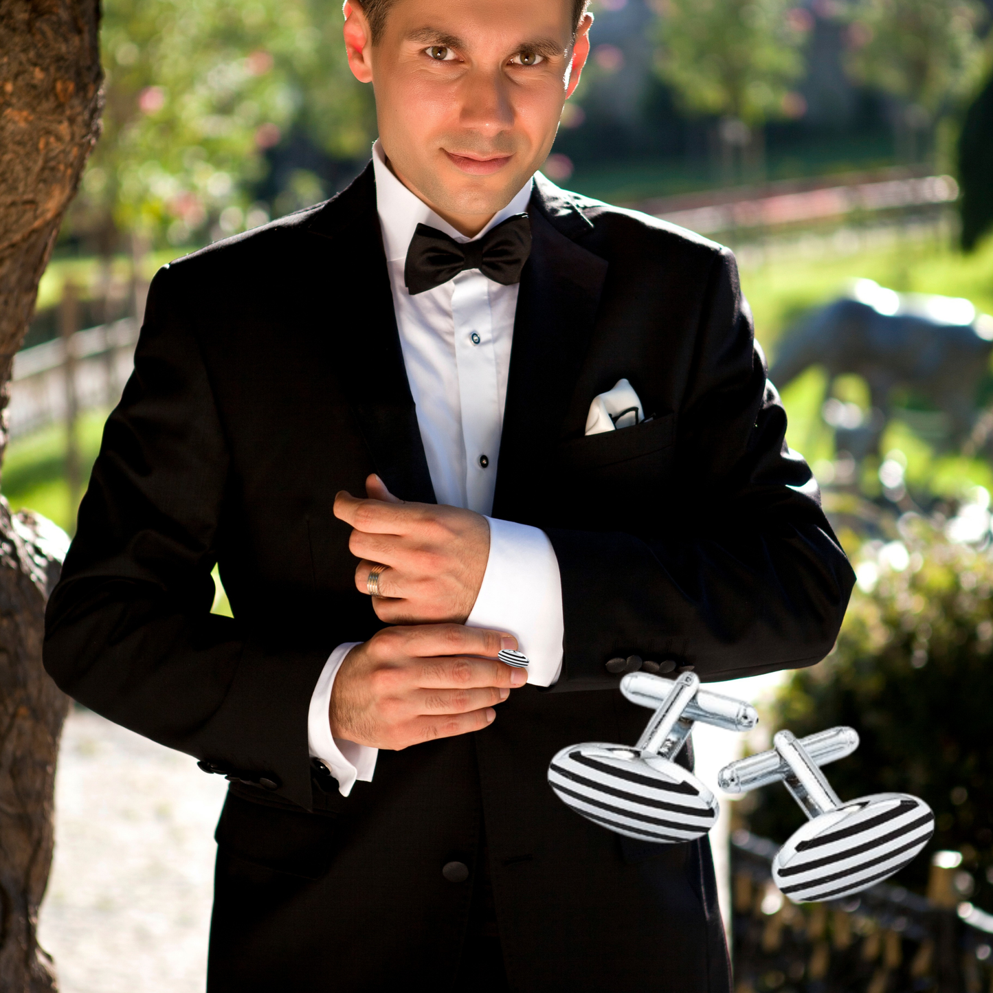 Monochrome Stripe Cufflinks