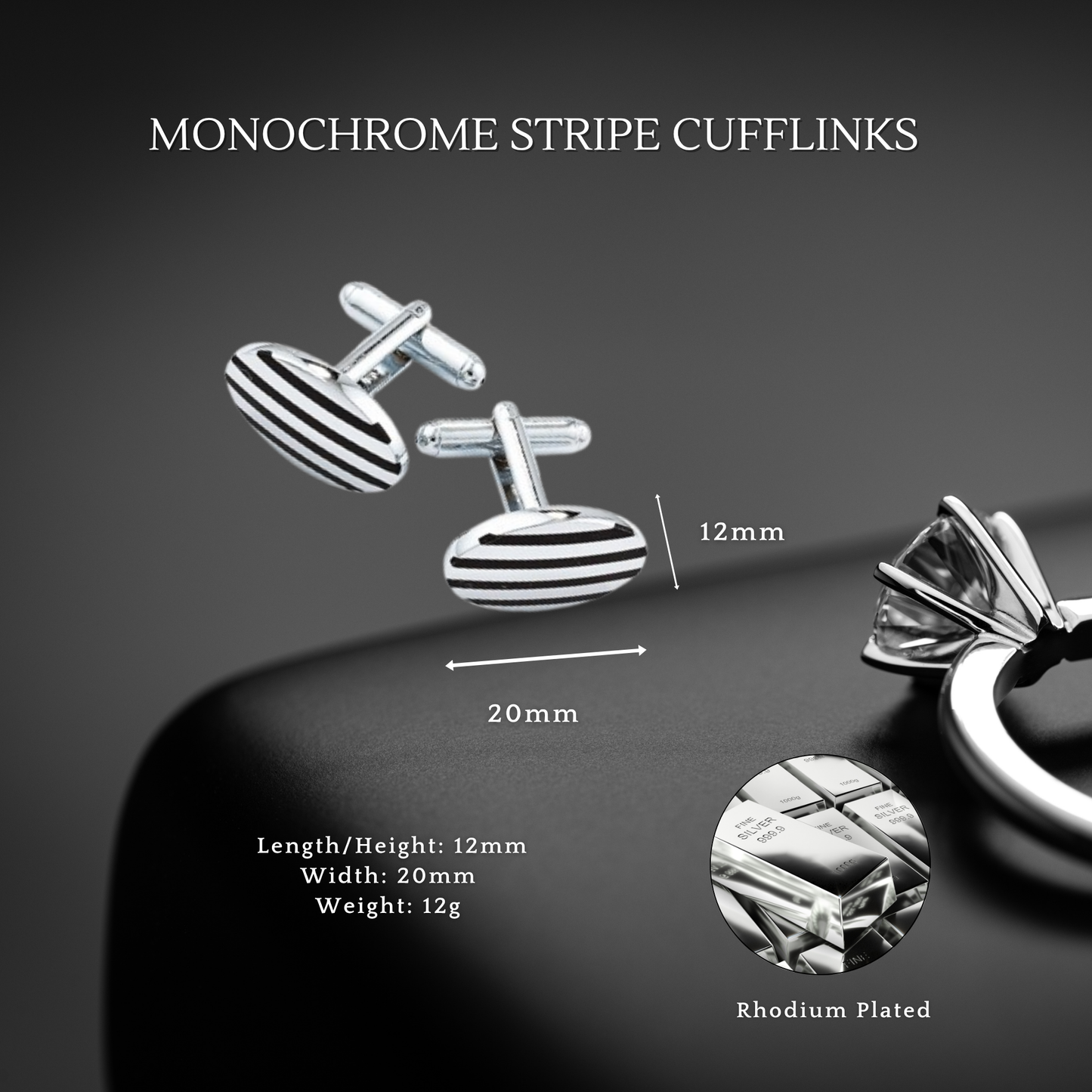 Monochrome Stripe Cufflinks