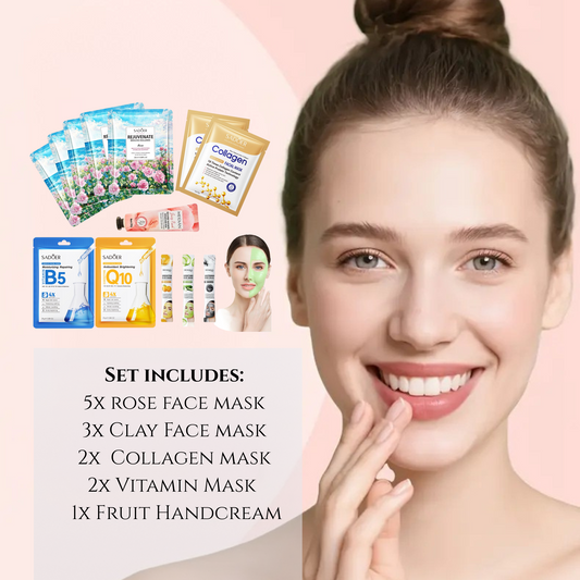 12PC Rejuvenating Spa Facial Mask Bundle Free Hand Cream