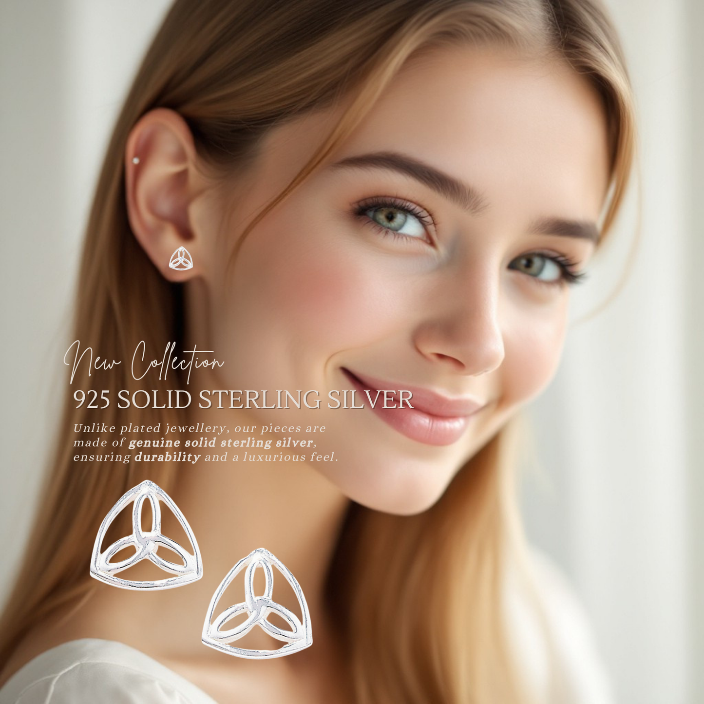 Sterling Silver Celtic 10mm x 10mm Stud Earrings