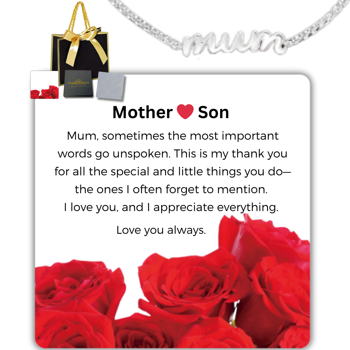 To My Mum S925 Sterling Silver Mum Toggle Adjustable Bracelet with Message Card