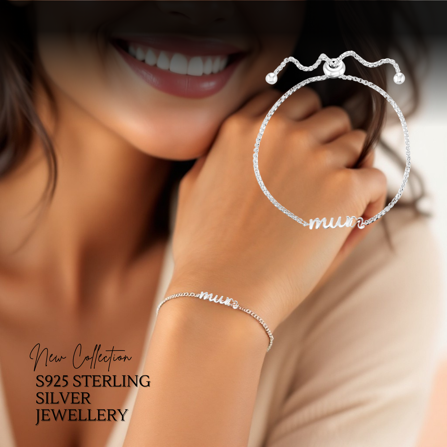 S925 Sterling Silver Mum Toggle Adjustable Bracelet with Message Card